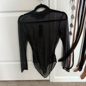 Sheer Black Long Sleeve Bodysuot